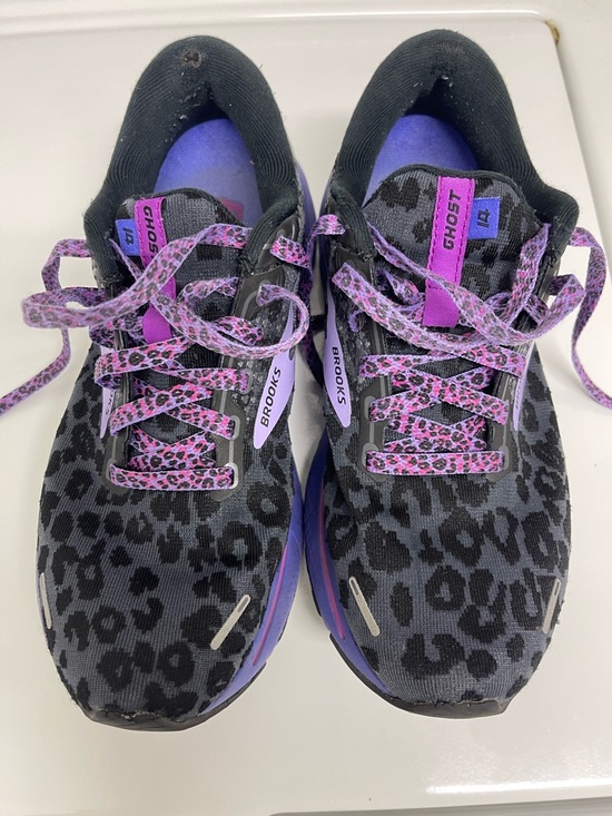 Brooks Shoes - Brooks Ghost 14 Women's Running Shoes - Black with Purple/Pink Accents